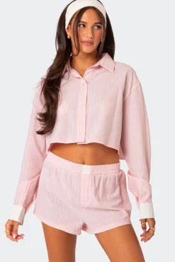 Lea Cropped Button Up Shirt