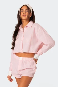 Lea Cropped Button Up Shirt