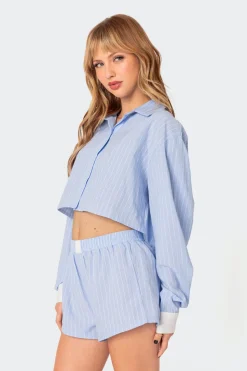 Lea Cropped Button Up Shirt