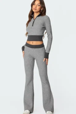 Lei Contrast Half Zip Knit Top