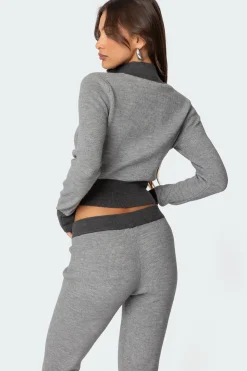 Lei Contrast Half Zip Knit Top