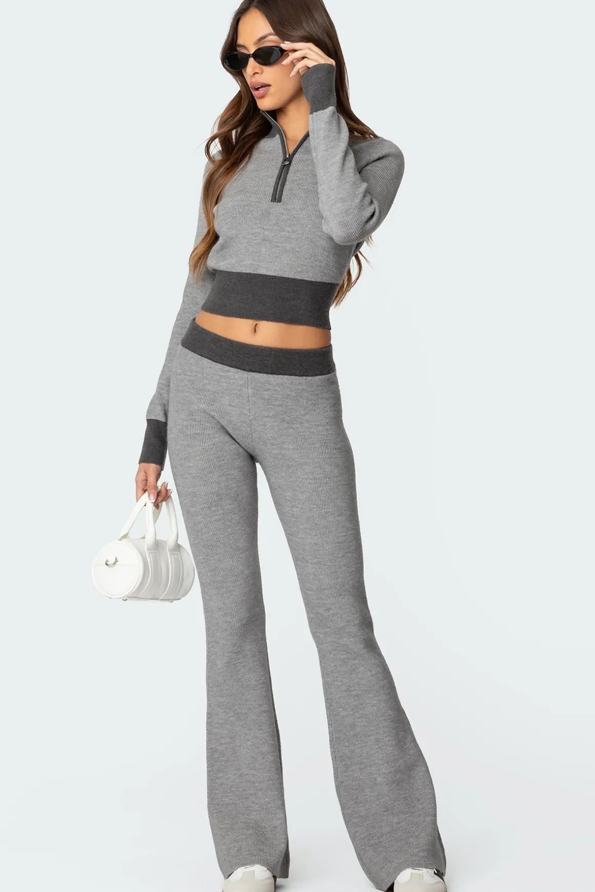 Lei Contrast Knit Flared Pants