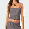 Lele Leopard Print Ribbed Tank Top