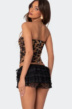 Lennox Leopard Print Mesh Corset