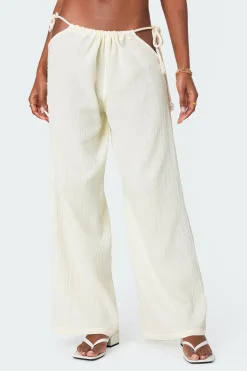 Leoni Side Tie Cotton Gauze Pants