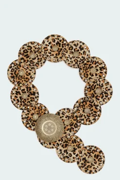 Leopard Faux Leather Western Disc Belt