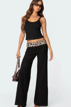 Leopard Fold Over Pants
