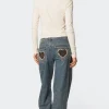 Leopard Heart Washed Jeans