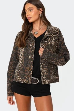 Leopard Print Denim Jacket