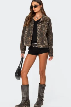 Leopard Print Denim Jacket