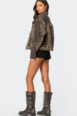 Leopard Print Denim Jacket