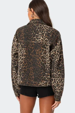 Leopard Print Denim Jacket