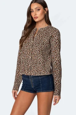 Leopard Printed Knit Cardigan