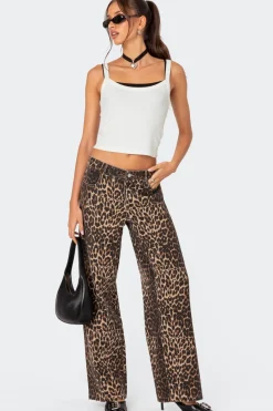 Leopard Printed Low Rise Jeans