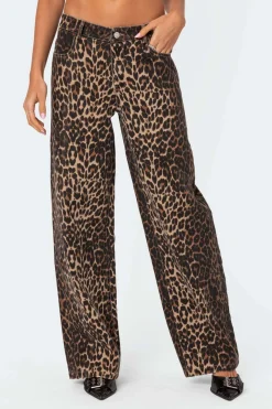 Leopard Printed Low Rise Jeans