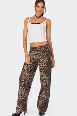 Leopard Printed Low Rise Jeans
