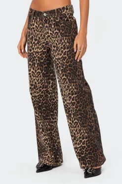 Leopard Printed Low Rise Jeans
