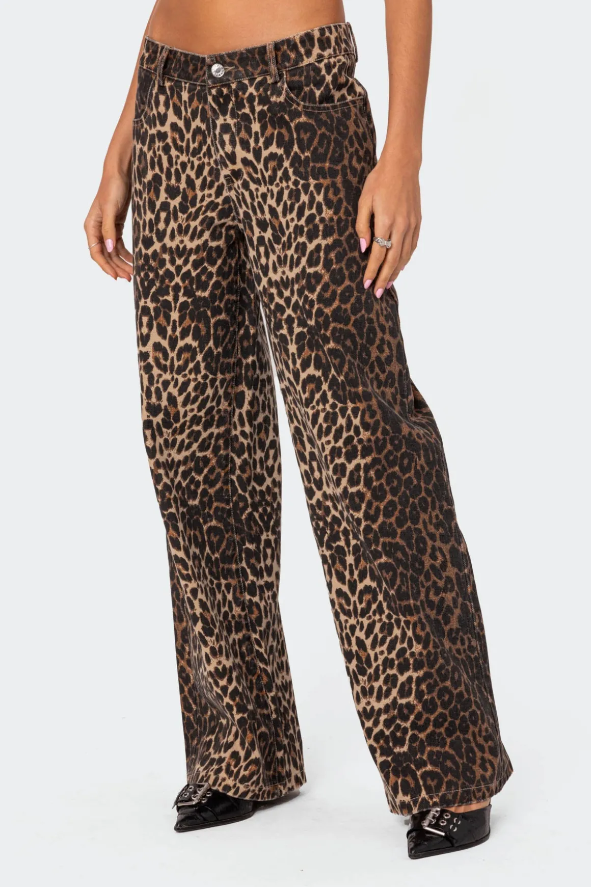 Leopard Printed Low Rise Jeans
