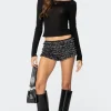 Leopard Ruffled Mesh Micro Shorts