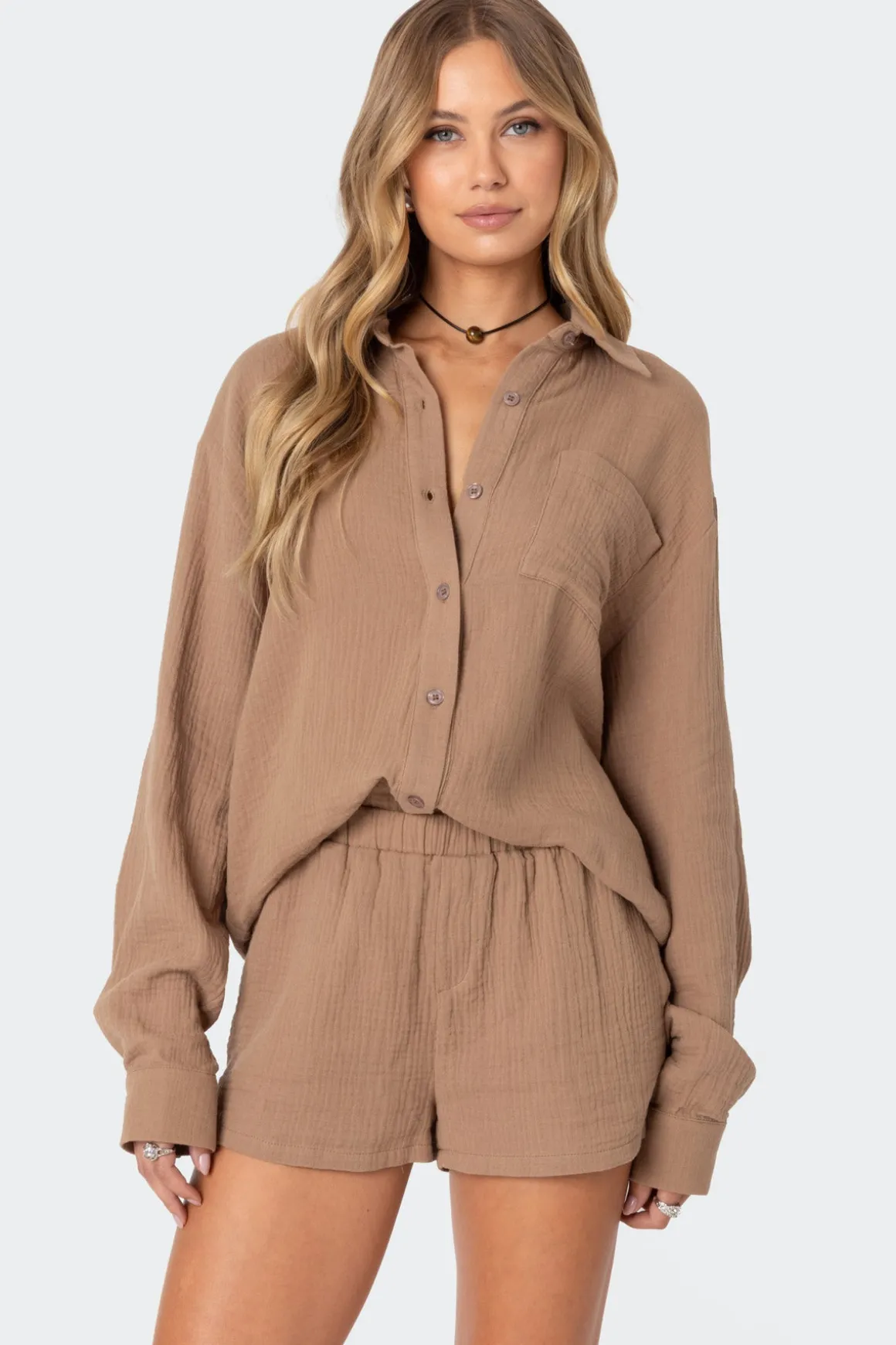 Levy Oversized Gauze Button Up Shirt