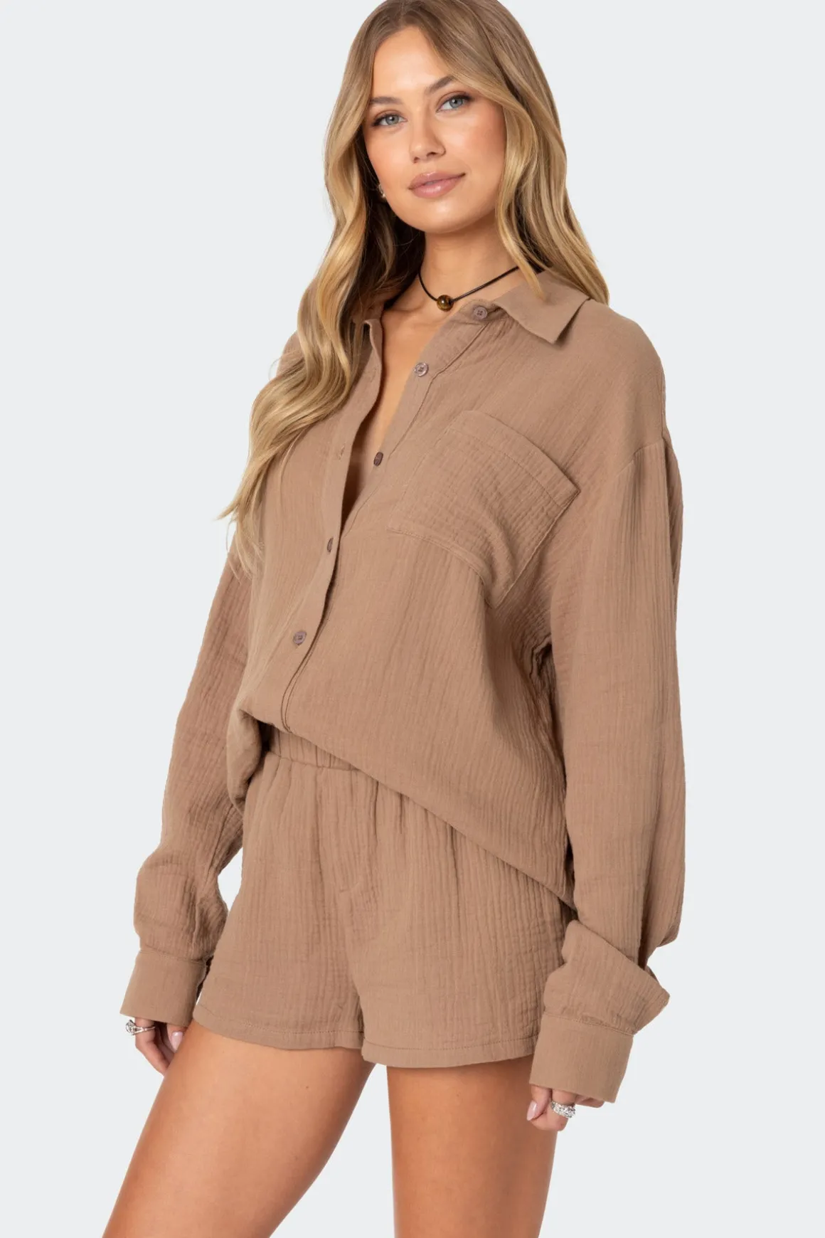 Levy Oversized Gauze Button Up Shirt