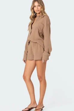 Levy Oversized Gauze Button Up Shirt