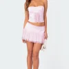 Lex Satin & Lace Ruffle Mini Skirt
