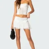 Lex Satin & Lace Ruffle Mini Skirt