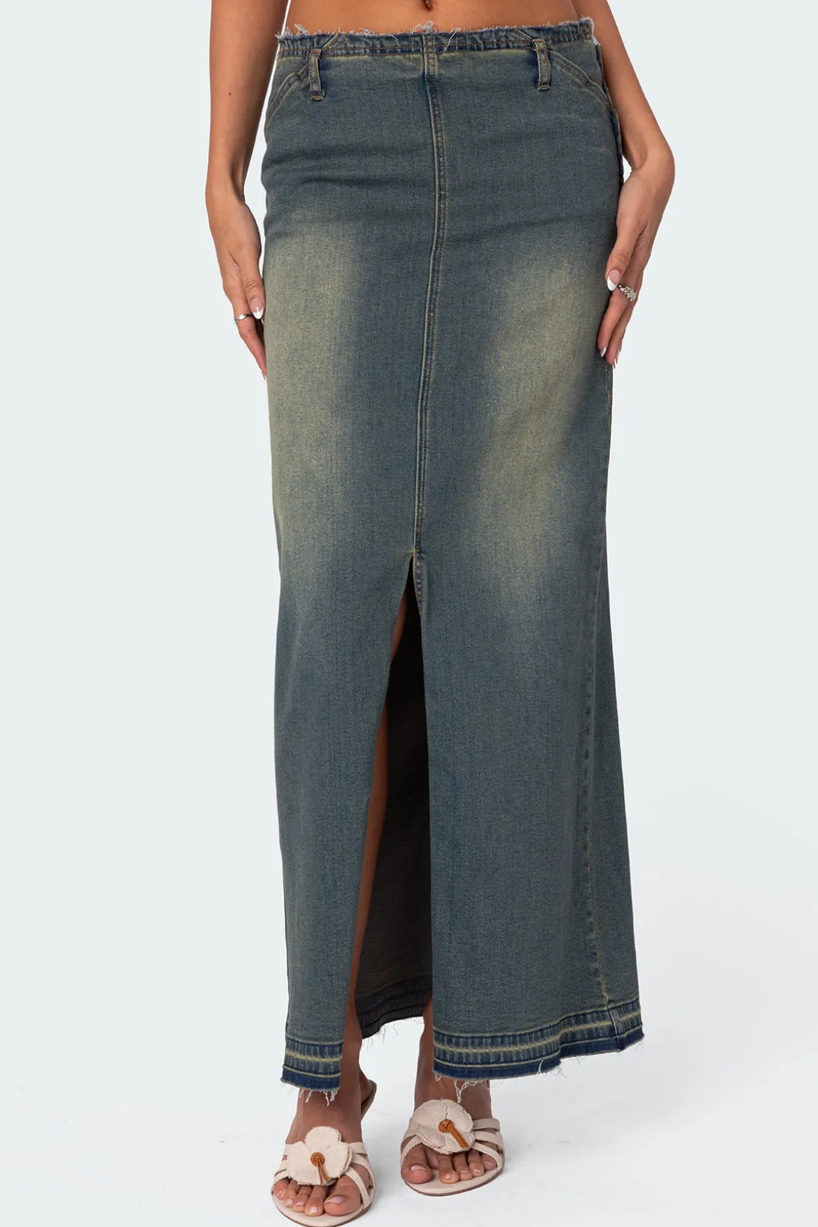 Lexy Washed Denim Maxi Skirt