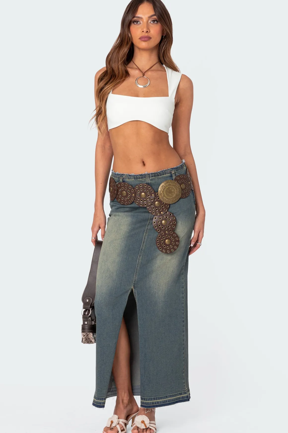 Lexy Washed Denim Maxi Skirt