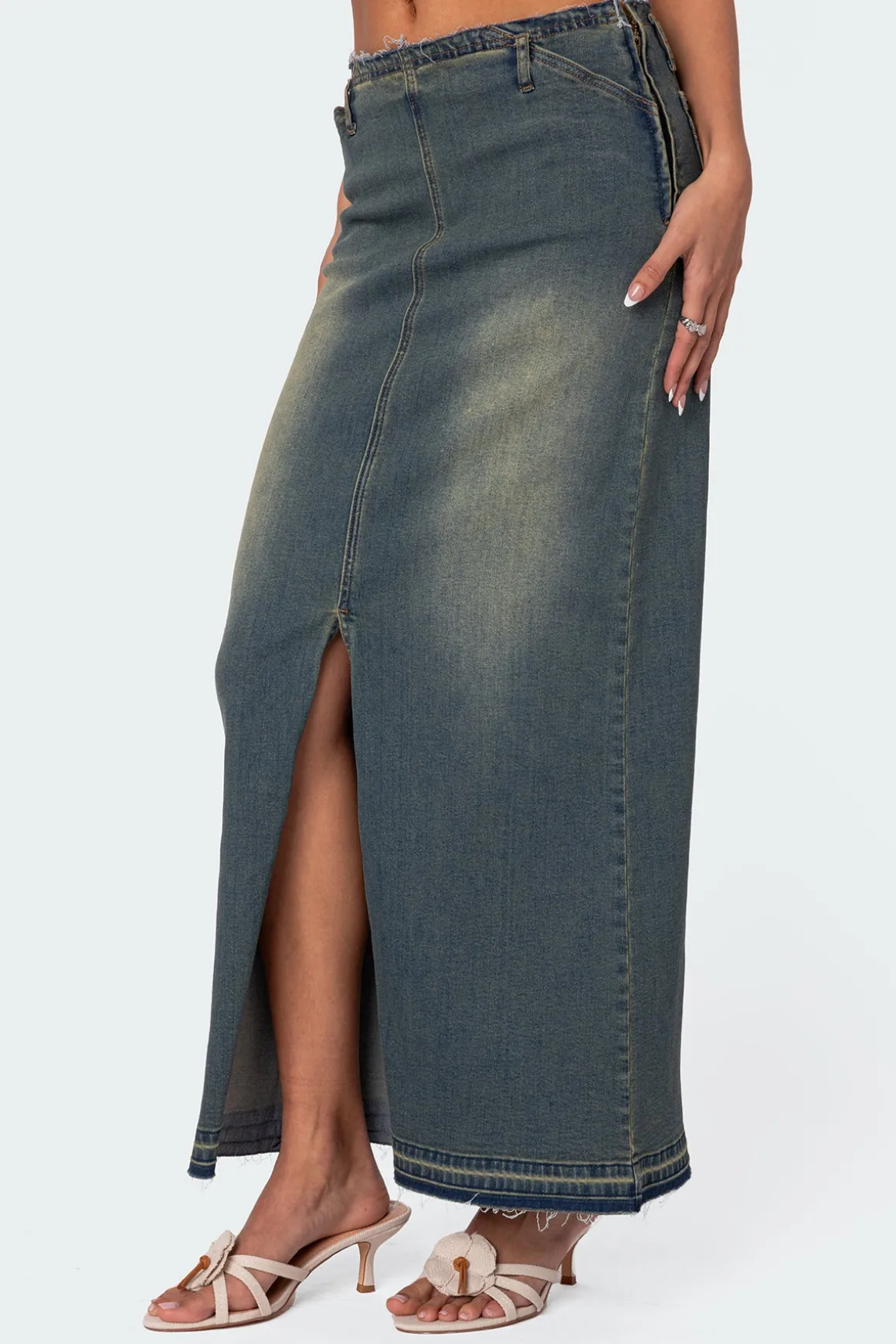 Lexy Washed Denim Maxi Skirt