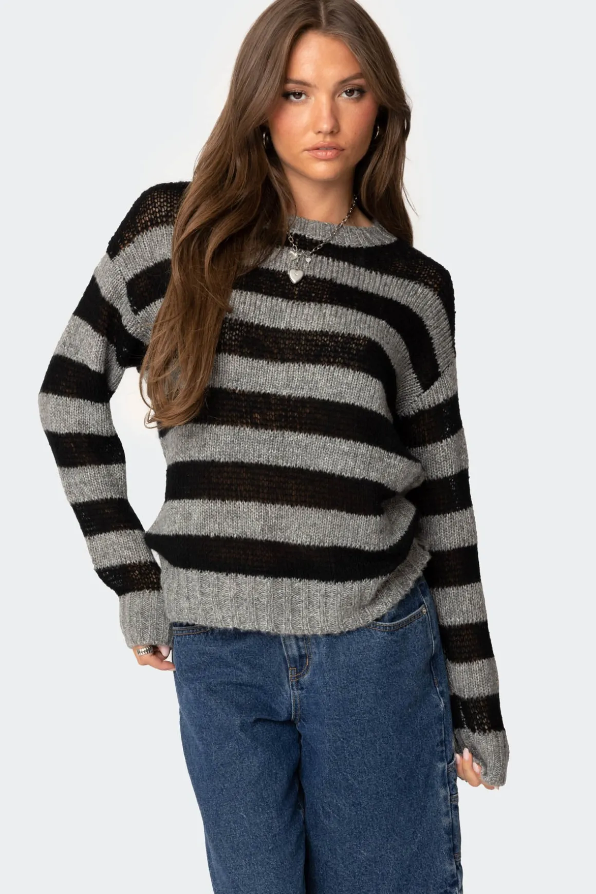 Light Knit Striped Sweater