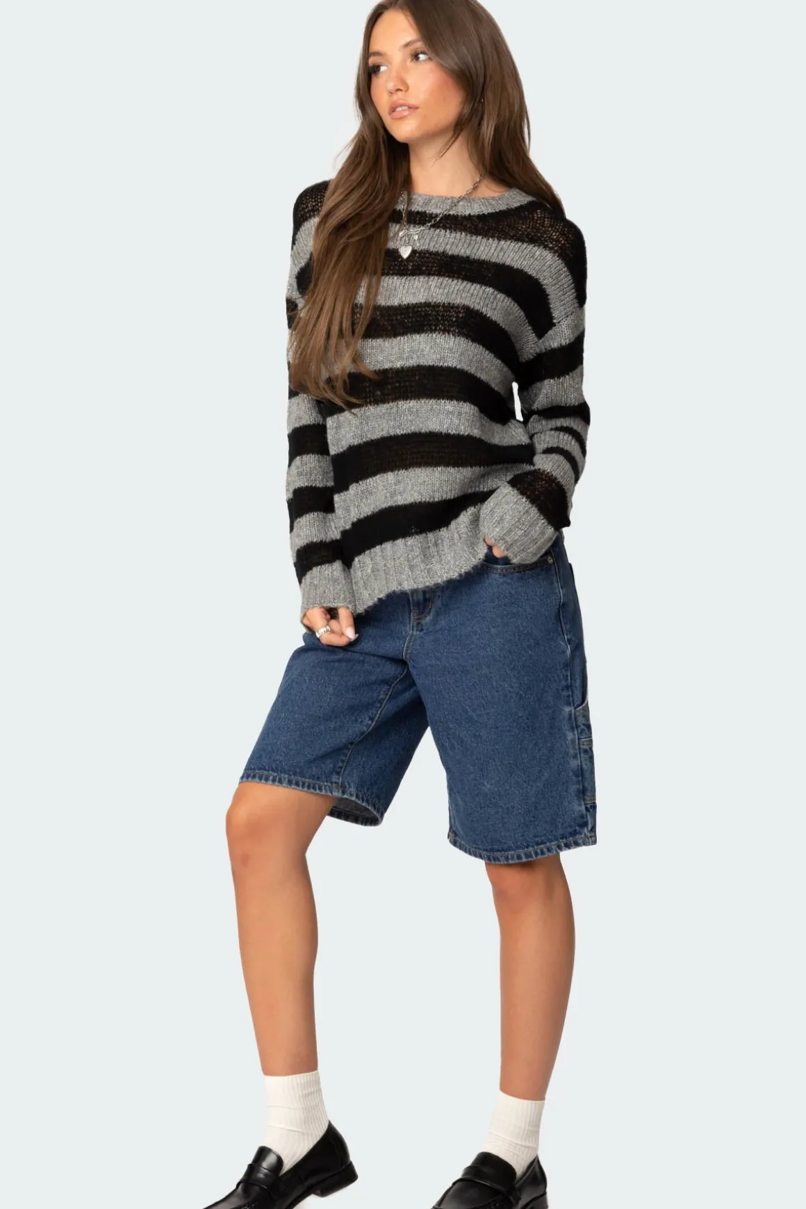 Light Knit Striped Sweater