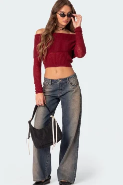 Lili fold over knit top