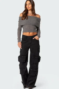 Lili fold over knit top