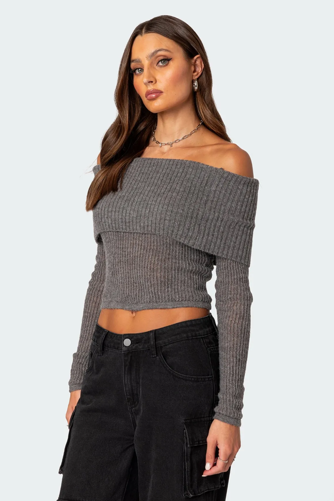 Lili fold over knit top