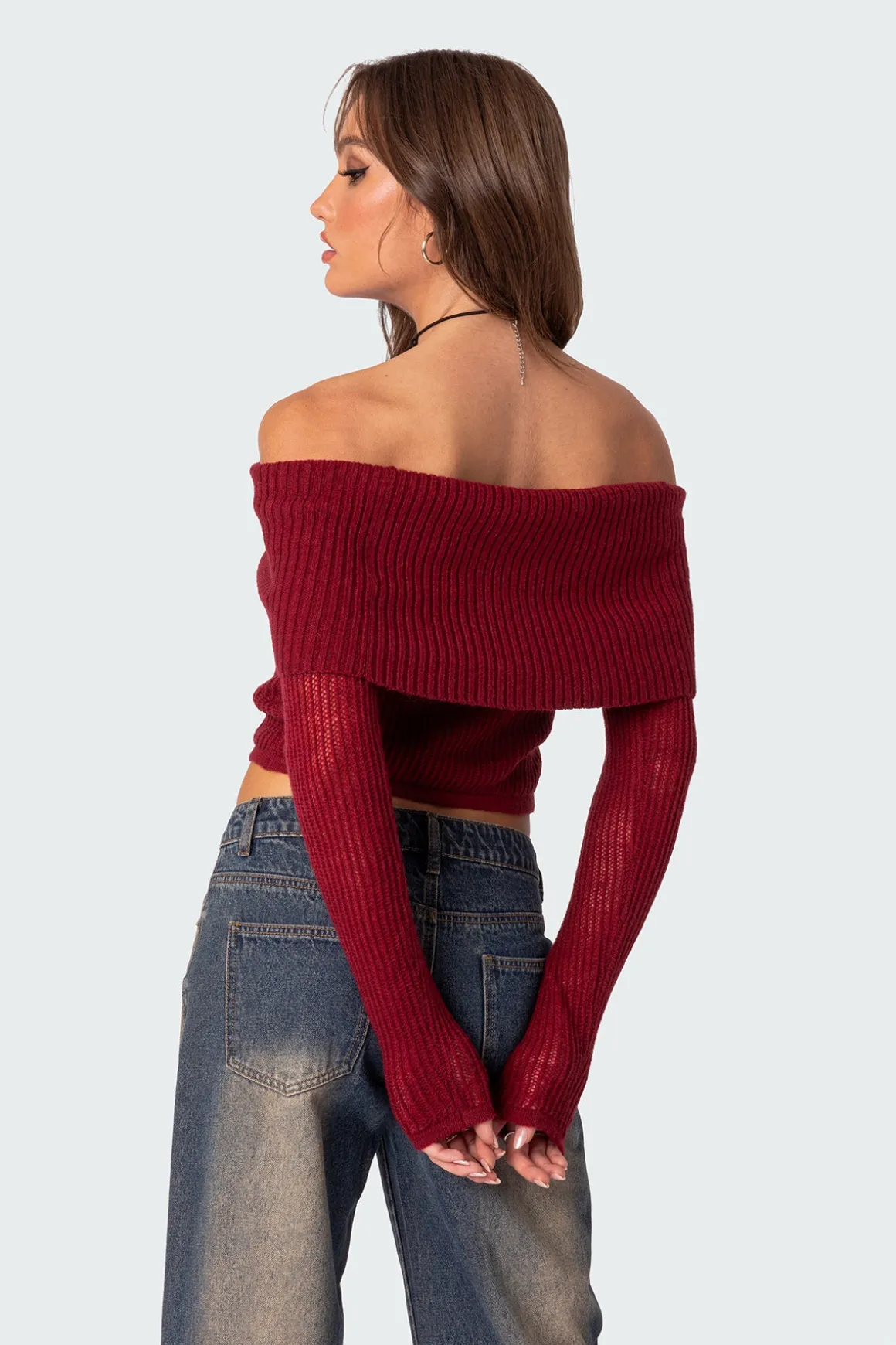 Lili fold over knit top