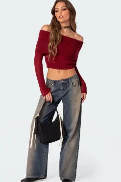Lili fold over knit top