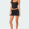 Lilith Lace Up Satin Mini Skirt