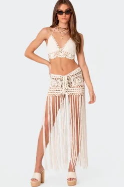 Lillee Crochet Fringe Maxi Skirt