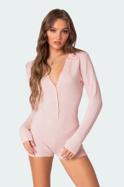 Lillian Button Front Knit Romper