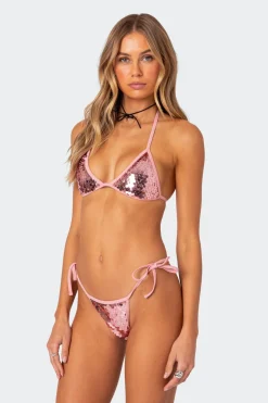 Lilly Sequin Triangle Bikini Top