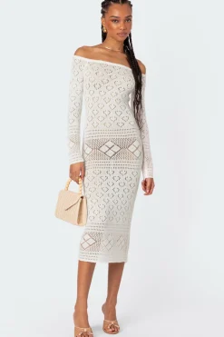 Lily Crochet Off Shoulder Midi Dress