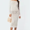 Lily Crochet Off Shoulder Midi Dress