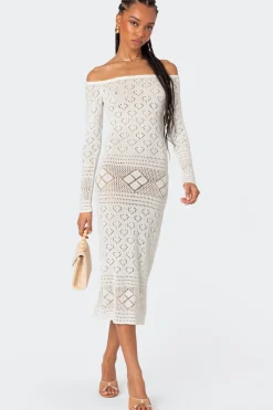 Lily Crochet Off Shoulder Midi Dress