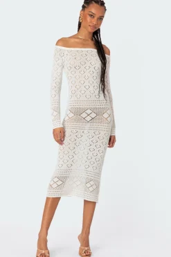 Lily Crochet Off Shoulder Midi Dress