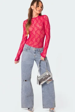 Lina Sheer Textured Bodysuit