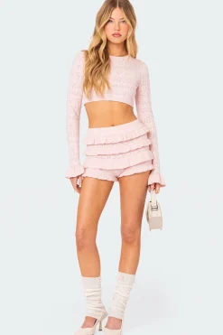 Lindsay Ruffle Knitted Shorts