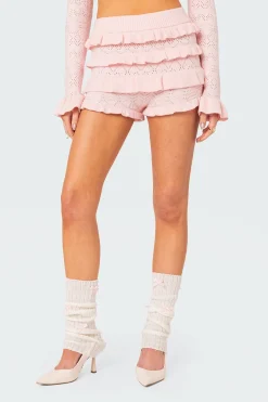 Lindsay Ruffle Knitted Shorts