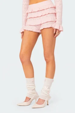 Lindsay Ruffle Knitted Shorts
